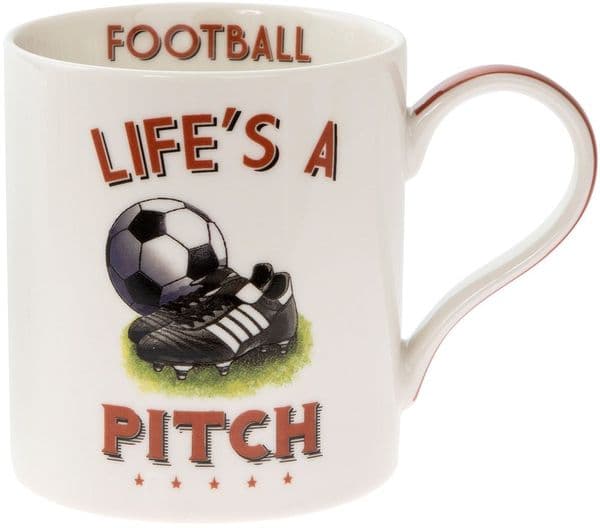 Life's a Pitch Football Sport Boxed Gift Fine China Mug Fathers Day 13x9x10cm