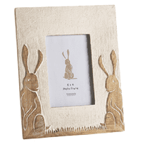 Rustic Carved Hare Whitewashed Wooden Freestanding Photo Frame 25x20cm