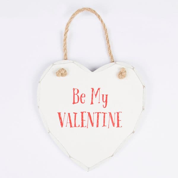 Sass & Belle Shabby Chic White Be My Valentine Heart 13x14cm Plaque/Sign 13x14cm