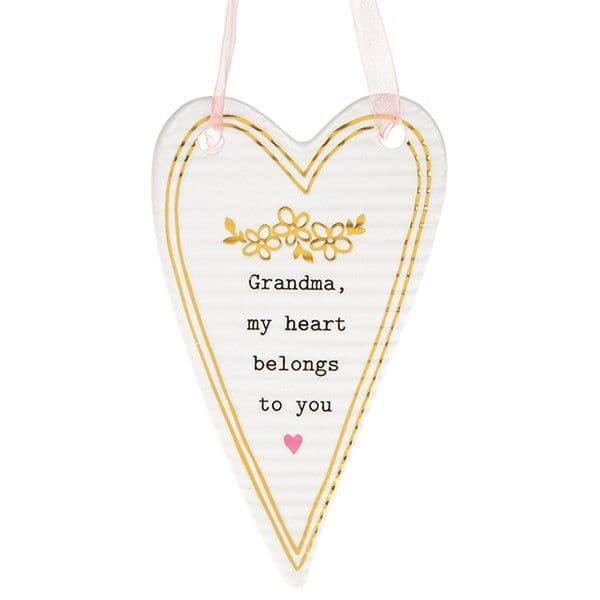 Thoughtful Words Ceramic Grandma My Heart Belongs to You Hanging Heart Gift Boxed 10x6cm