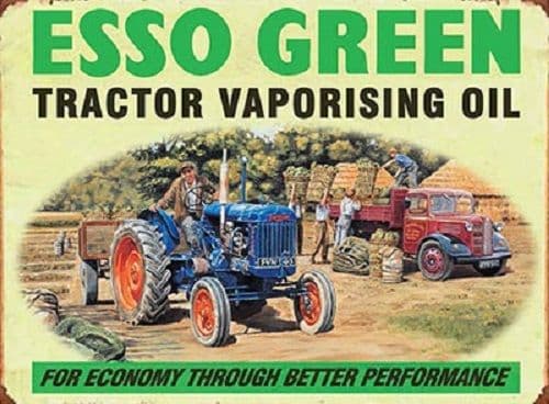 Vintage Mini Metal Vintage Esso Green Oil Tractor Advert Decoration Sign 6.5x9cm
