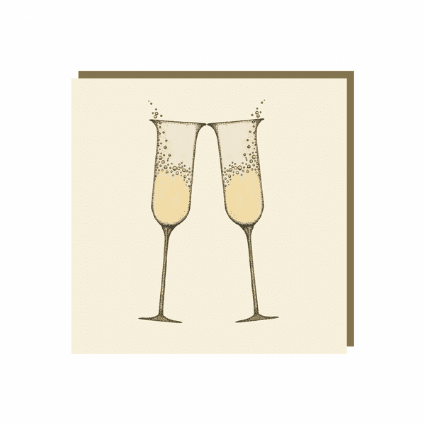 Wedding Champagne Flutes Mini Greetings Acceptance Card 7x7cm