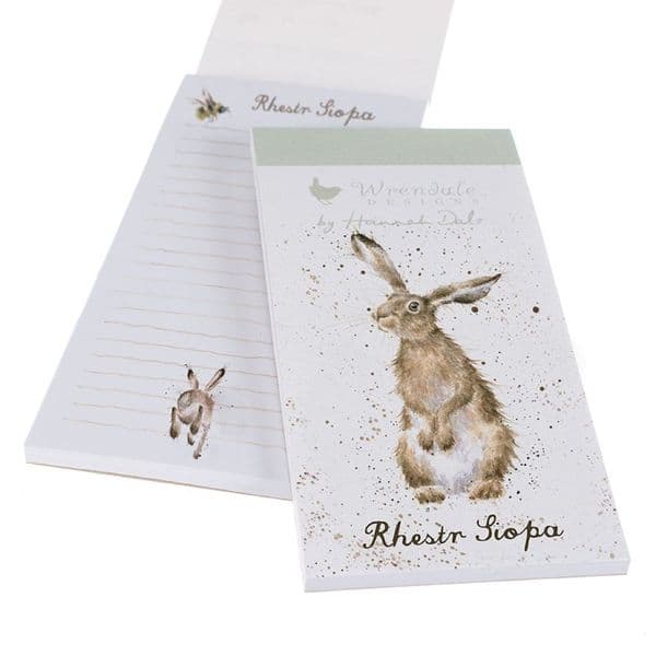Welsh Wrendale Designs Rhestr Siopa Hare and Bee Magnetic Shopping List Pad 21x10cm