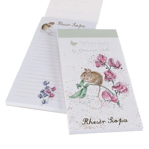 Welsh Wrendale Designs Rhestr Siopa Pea Thief Mouse Magnetic Shopping List Pad 21x10cm