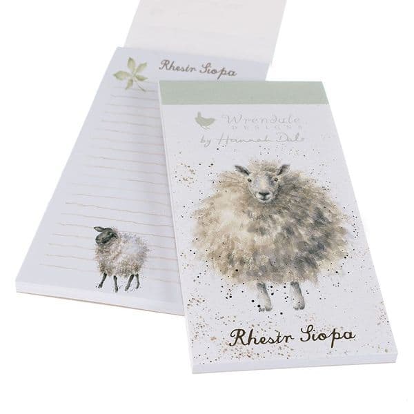 Welsh Wrendale Designs Rhestr Siopa Woolly Jumper Sheep Magnetic Shopping List Pad 21x10cm