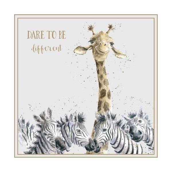 Wrendale Design Dare to be Different Giraffe Blank Inside Greetings Card 12x12cm