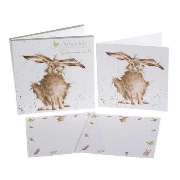 Wrendale Design Illustrated 4 Cards & 8 Notecards Hare Brained Stationery Pack