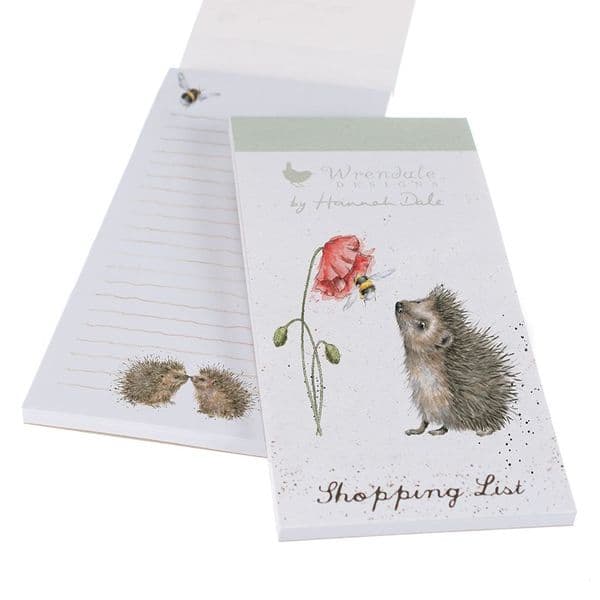 Wrendale Design Illustrated Busy Bee Hedgehog Magnetic Shopping List Pad 21x10cm
