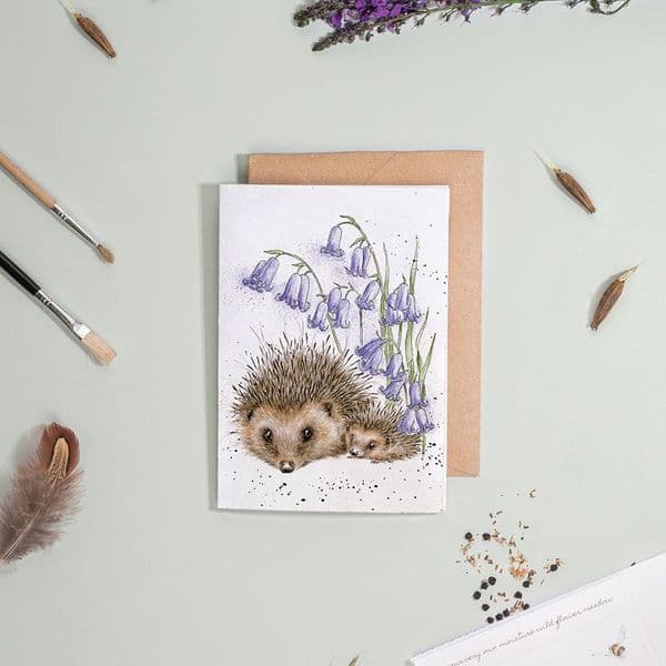 Wrendale Design Love & Hedgehugs Wild Flowers Seed Greeting Blank Card 15x10cm