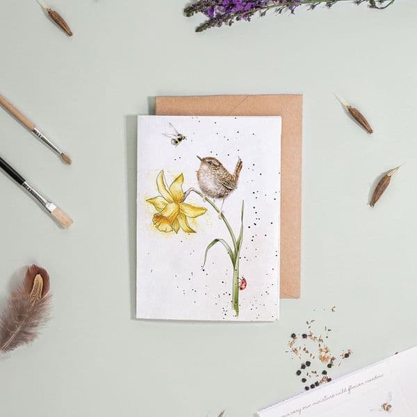 Wrendale Design the Birds & Bees Wild Flowers Seed Greeting Blank Card 15x10cm