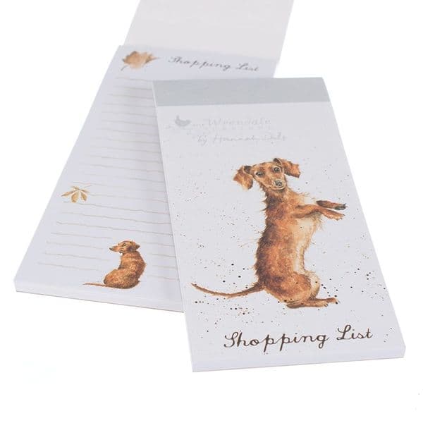 Wrendale Designs Illustrated Sausage Dog Magnetic Shopping List Pad 21x10cm