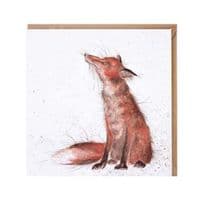 Wrendale Designs The Artful Poacher Fox  Blank Inside Greetings Card 15x15cm