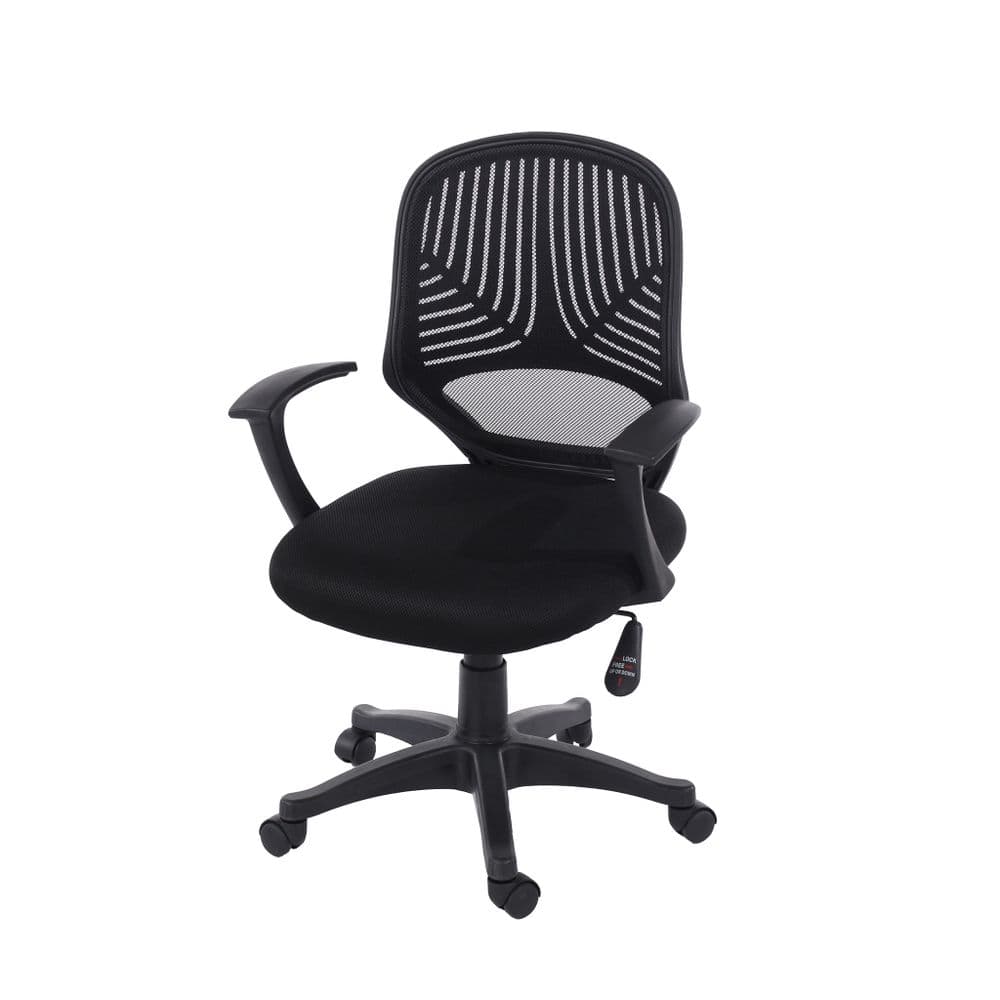Ascent home office chair in black mesh back, black fabric seat & black base