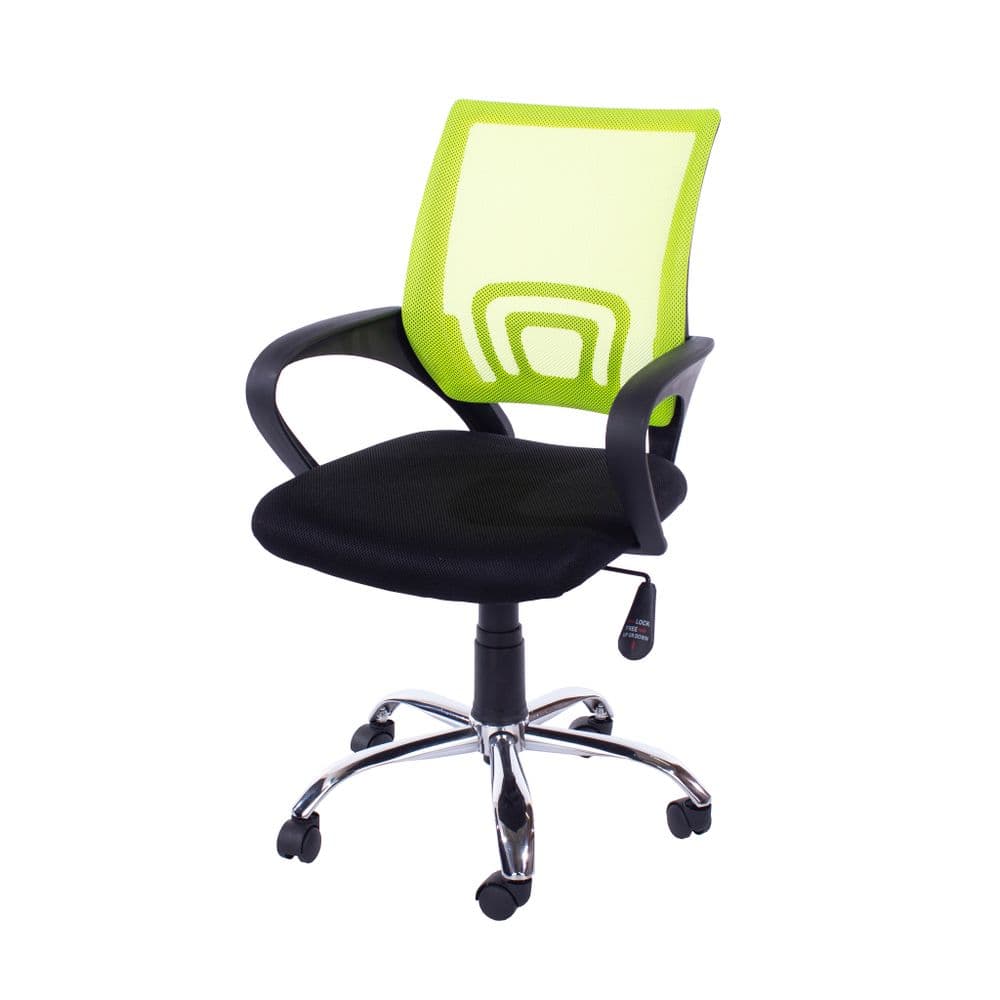 Ascent study chair in lime green mesh back, black fabric seat & chrome base