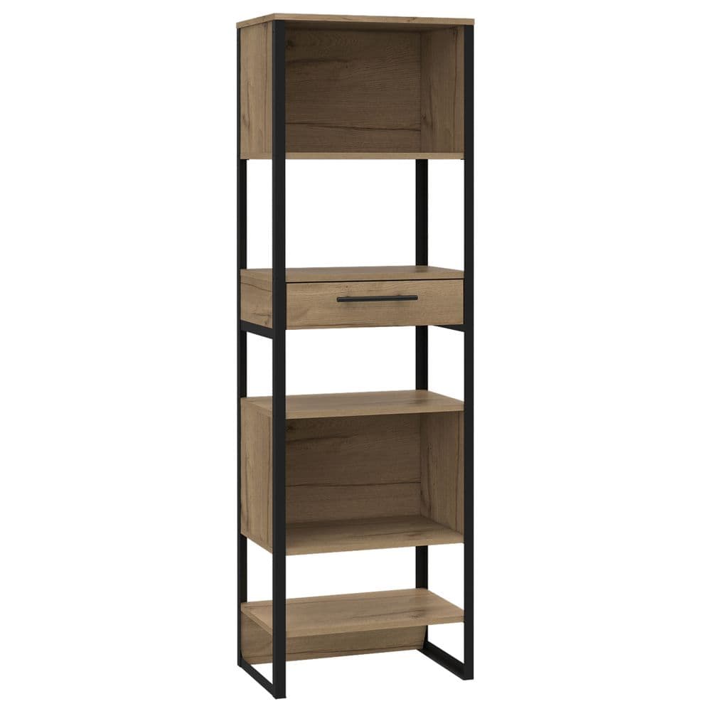 Belarus tall narrow bookcase with 1 drawer