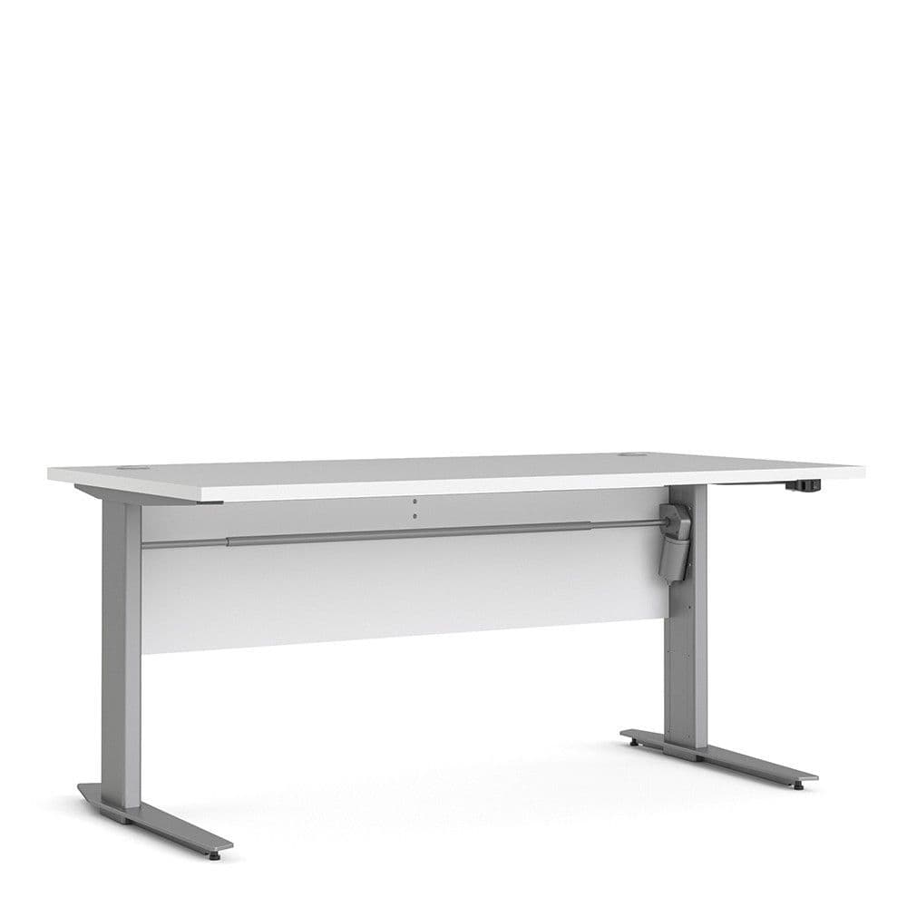 Business Pro Desk 150 cm in White with Height adjustable legs with electric control in Silver grey