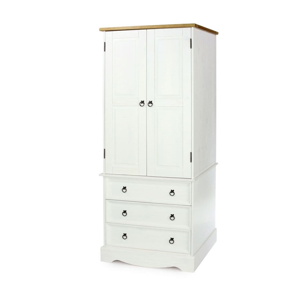 Cabo White2 door, 3 drawer wardrobe