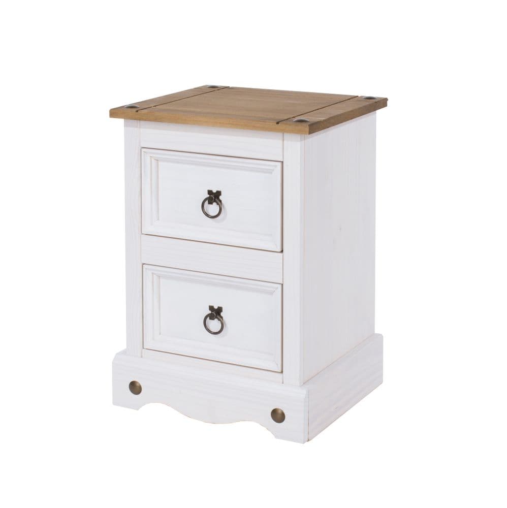 Cabo White2 drawer petite bedside cabinet