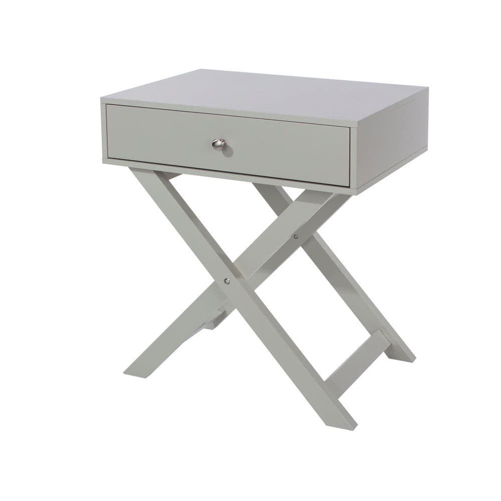 Clarity Grey X leg  1 drawer petite bedside cabinet