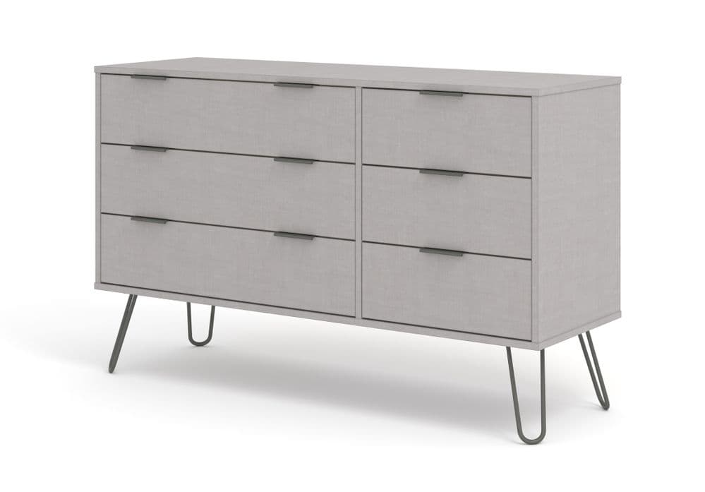 Rustic Grey 3+3 drawer wide chest of drawers