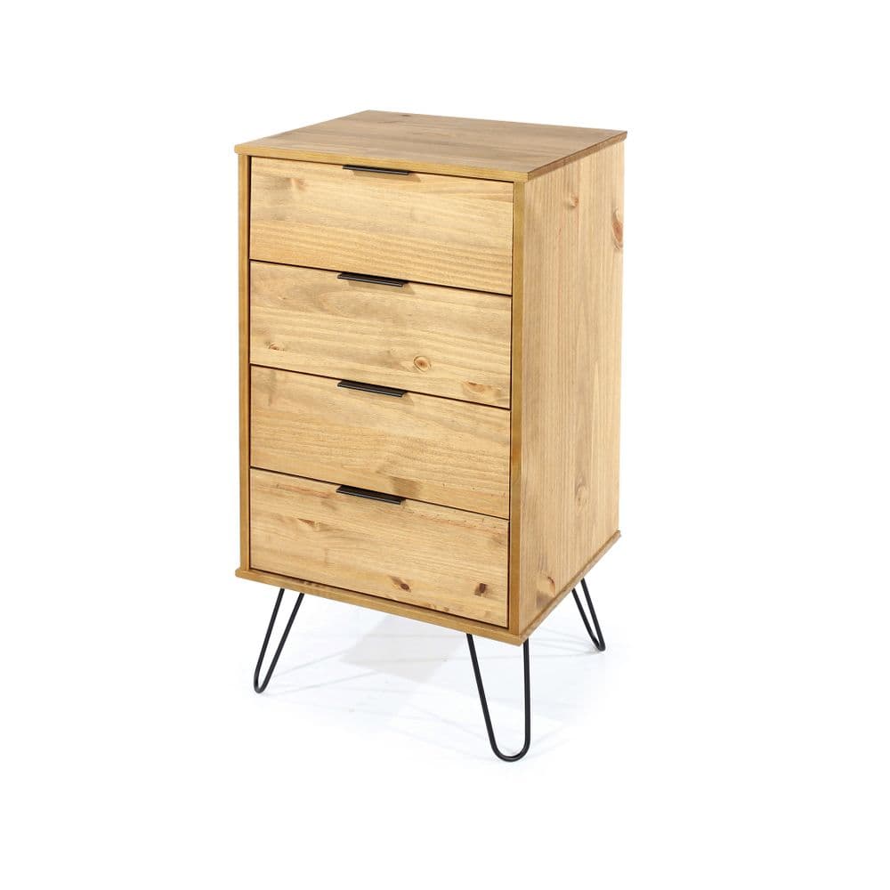 Rustic Pine 4 drawer narrow chest of drawers