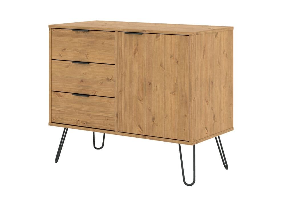 Rustic Pine small sideboard with 1 door, 3 drawers