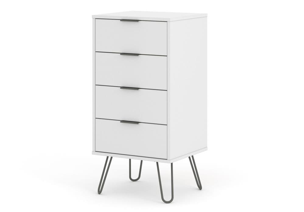 Rustic White 4 drawer narrow chest of drawers