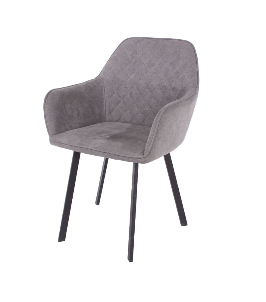 Telluride grey fabric upholstered armchairs with black metal legs (pair)