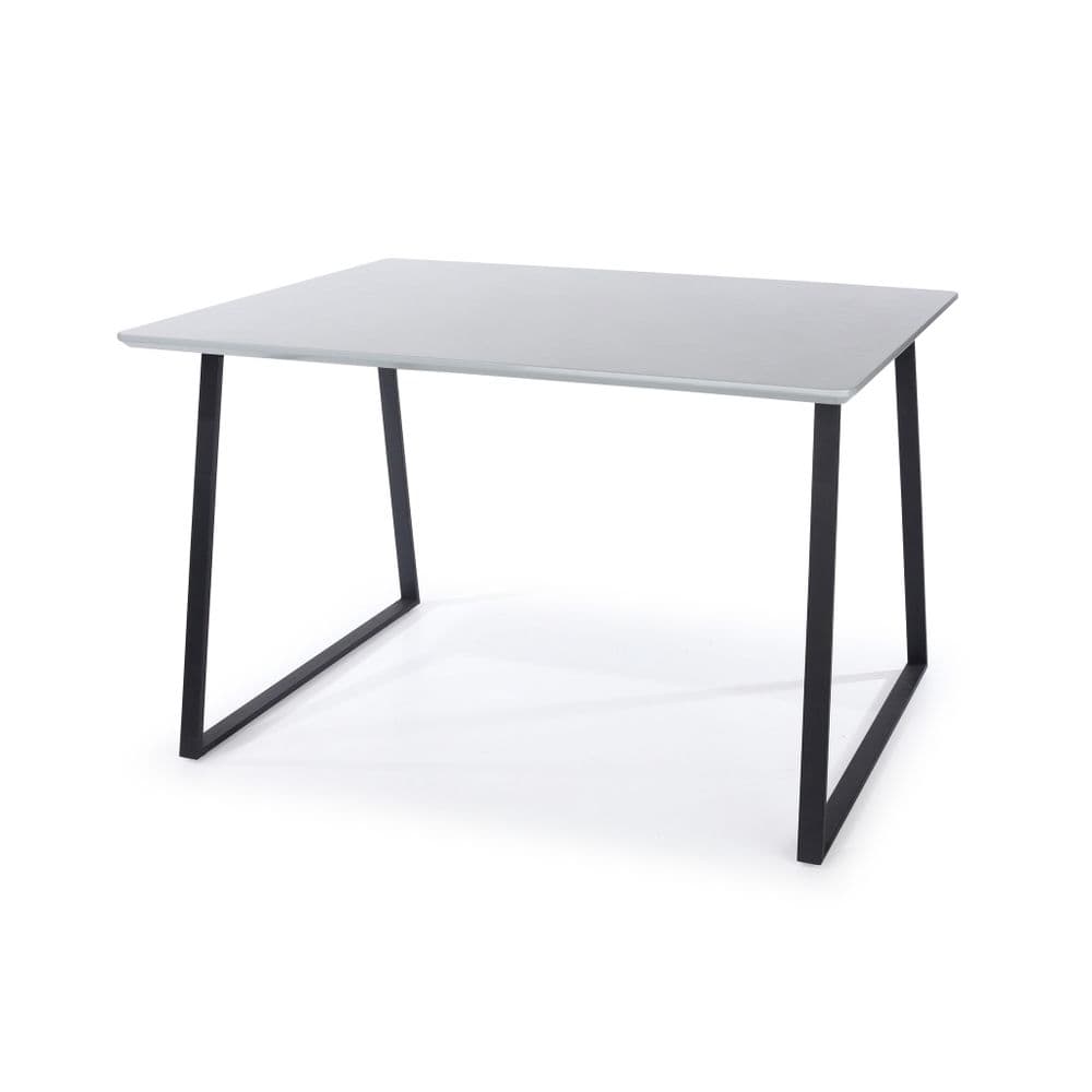 Telluride rectangular table with black metal legs, high gloss grey