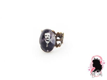 Antique Bronze Edgar Allan Poe Ring