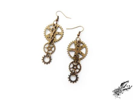Antique Bronze Steampunk Gear Earrings