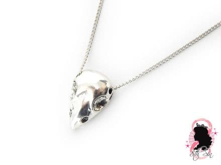 Antique Silver Owl Skull Necklace