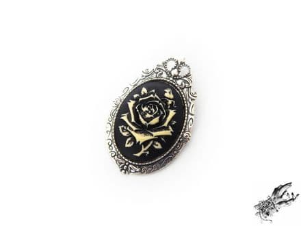 Antique Silver Rose Cameo Brooch