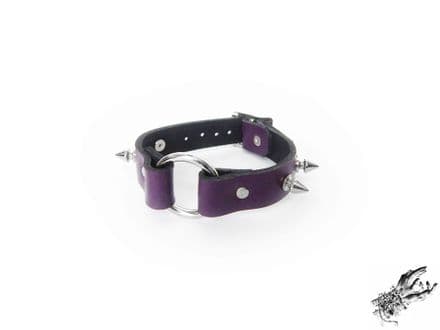 Purple Studded Leather O Ring Wristband