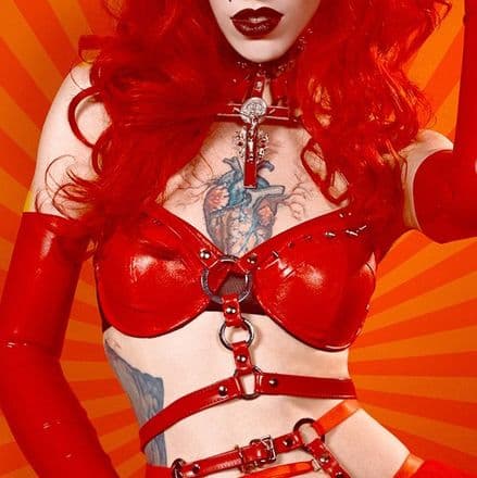 Red Faux Leather O Ring Harness