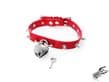 Red Faux Leather Studded Heart Padlock Choker