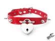 Red Faux Leather Studded Heart Padlock Choker