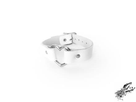 White Leather Heart Ring Wristband