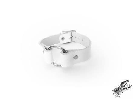 White Leather O Ring Wristband