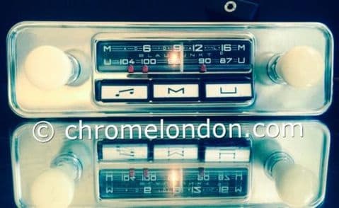 6v12v+/- IVORY BLAUPUNKT MANNHEIM Vintage Classic Car FM Radio +MP3 seeVideo MINT RESTORED MG B ASTON DB6 JAG ETYPE HEALEY AUSTIN MINI TR4 VW