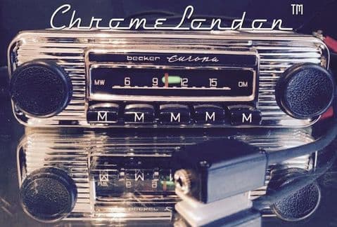BECKER EUROPA Vintage CHROME Classic Car AM Radio +FULL MP3 RESTORED+WARRANTY PORSCHE 911 356 MERCEDES SL FERRARI 330 ETYPE MG ASTON