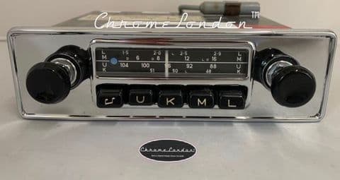 BLAUPUNKT ESSEN 12V+/-Vintage Chrome Classic Car FM Radio +MP3 ASTON DB TR6 JAG ETYPE MG (1)