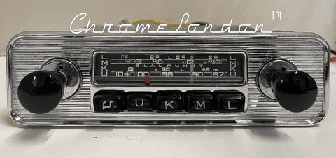 BLAUPUNKT ESSEN  6V/12V +/- Vintage Chrome Classic Car FM Radio  HEALEY MG JAGUAR PORSCHE 356