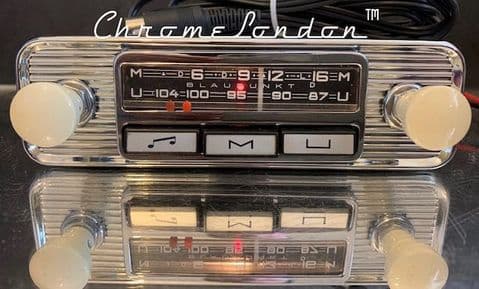 BLAUPUNKT MANNHEIM 12v+/- Vintage 2 Piece Chrome Ivory Classic Car FM Radio For MG VW ALFA  JAGUAR