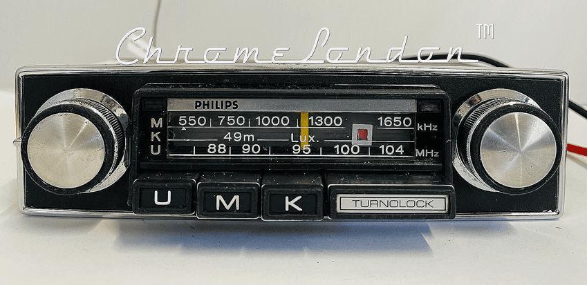 PHILIPS TURNOLOCK Vintage Chrome Classic Car FM Radio MP3 LOTUS ELAN EUROPA JENSEN INTERCEPTOR P1800