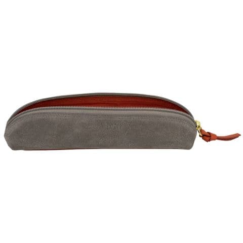 V01342 - Suede Taupe & Orange Leather Pouch 4/PK