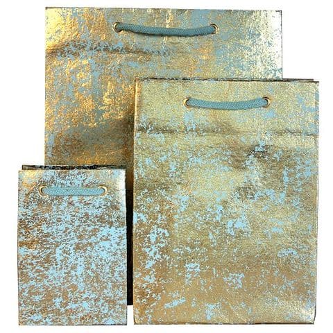 V22286; V22293; V22309 - Gold on Mint Crush Gift Bags GBG171.43/51 10/PK