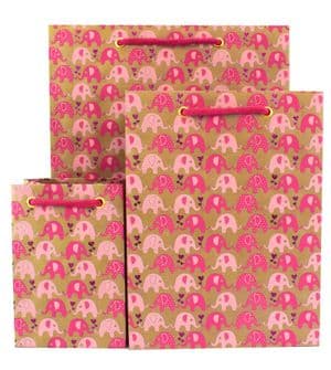 V30991; V30977; V30953 - Mini Ellies Pink Gift Bags - GBG230.100/15 10/PK