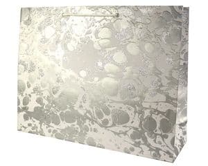 V33503 - Glitter Marble Silver/White XL Bag - GBG215XL.100/01GS 5/PK