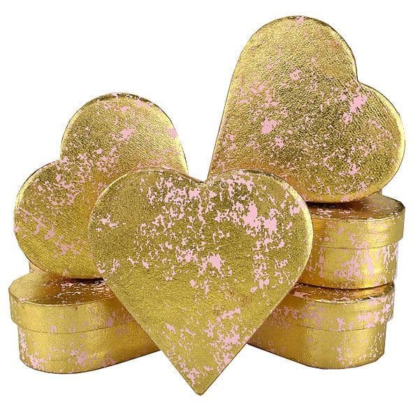 V33954 - Gold Crush on Pink Heart Mini Boxes - GBXH171.10/51 12/PK